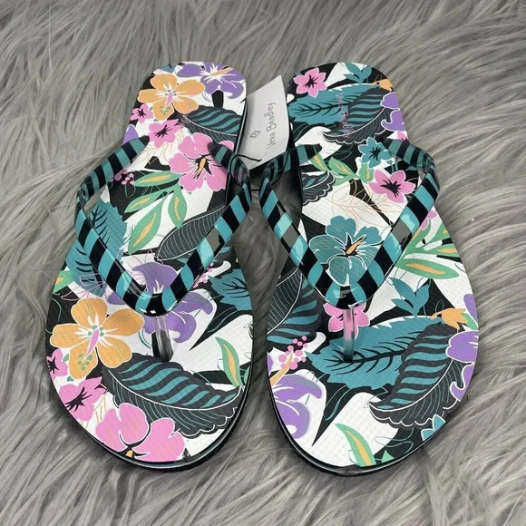 Vera Bradley Flip Flops Womens Size Large 9 10 Floral Sandals New - Picture 1 of 6